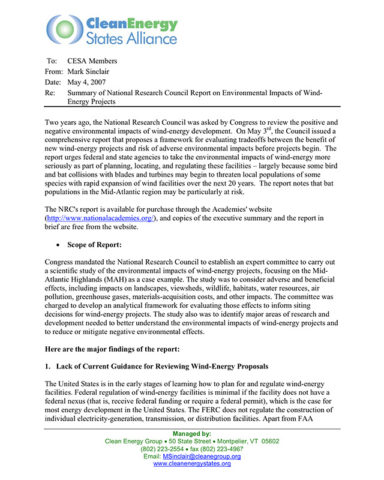 CESA-Memo-NRC-Report-Environmental-Impacts-Wind-May07 cover
