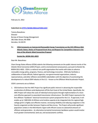 Clean-Energy-States-AllianceComments-on-BOEM-Request-for-Public-Comment-on-Atlantic-Wind-ConnectionProposal-CESA-final-v2 cover