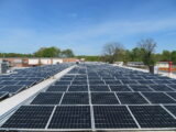 The rooftop solar PV system serving the MEA-funded resiliency hub located at St. Jude Regional Catholic School in Rockville, MD. Photo courtesy of Maryland Energy Administration